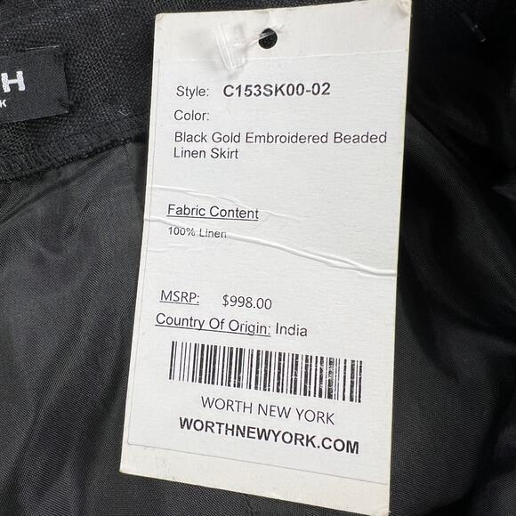 Worth New York Black Custom Maximalist Mixed Metals Beaded Artistry Skirt Size 2 - Picture 11 of 16